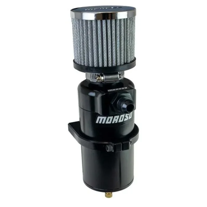 Moroso Single Inlet -8AN Billet Breather Tank Catch Can – Black