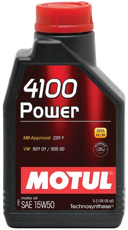 Motul 1L Engine Oil 4100 POWER 15W50 – VW 505 00 501 01 – MB 229.126.2 lb