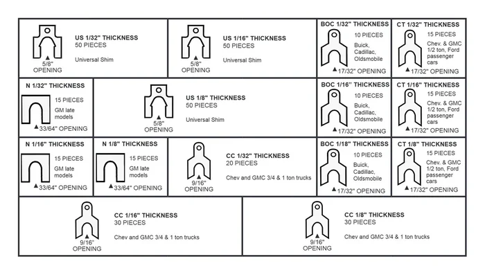 MT-RSR 90-45-351 Caster/Camber Shim Assortment Kit, 350-Piece for Passenger & Light Trucks