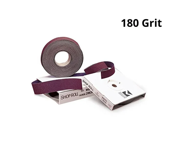 MT-RSR E-12990 Aluminum Oxide Shop Roll, 180 Grit, 1″ x 50 Yds