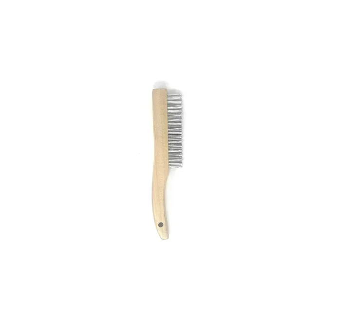 MT-RSR S-14010 Wood Handle Stainless Steel Shoe Horn Wire Brush