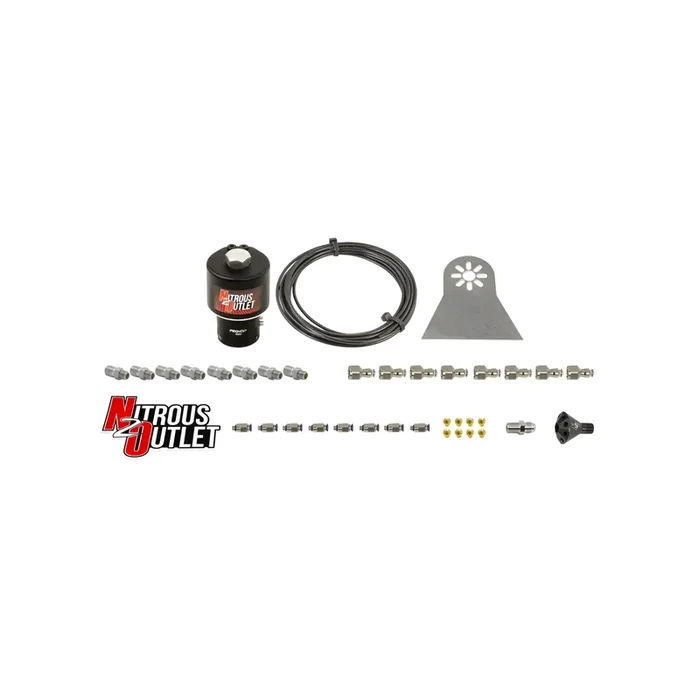 Nitrous Outlet Dry 8 Cylinder Solenoids Forward Direct Port Conversion Kit – .178 Trashcan Nitrous Solenoid/Nylon Hose/Showerhead Distribution Block/Plate Fittings (Includes 200HP Jetting)