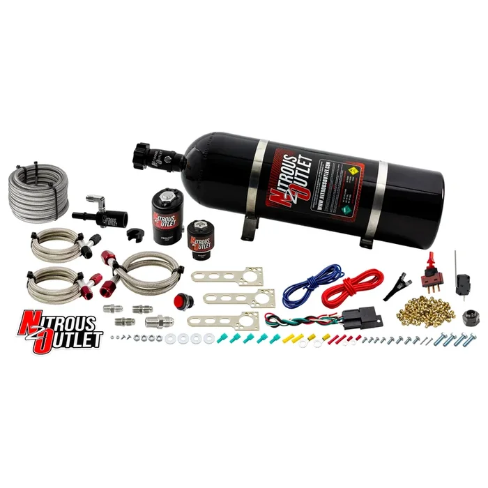 Nitrous Outlet Ford 2011-2015 Mustang 5.0, F-150 EFI Single Nozzle System – Gas/E85 (5-55psi)(35-200HP)(15lb Bottle)