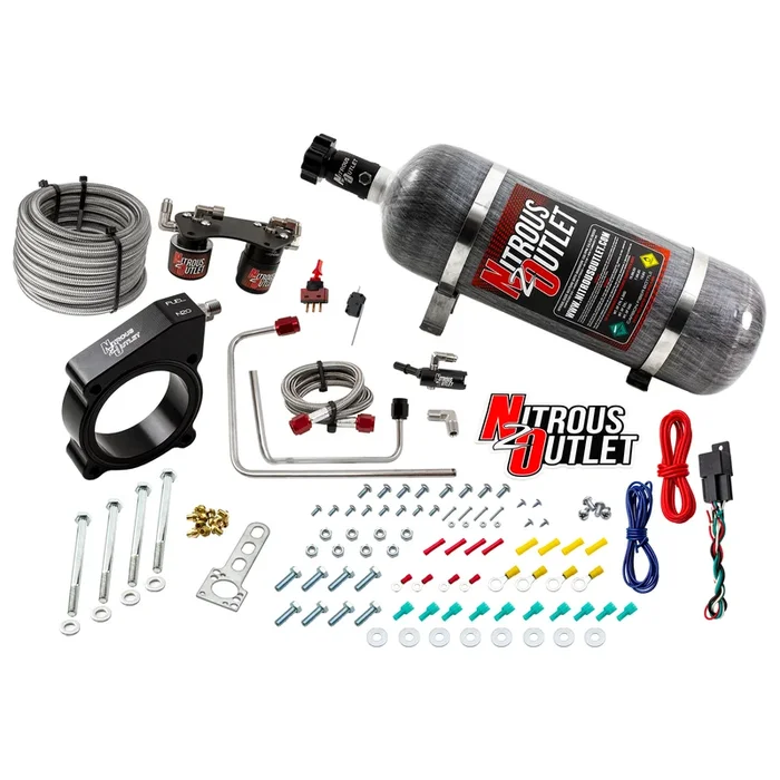 Nitrous Outlet Ford 2015-2020 Ecoboost Mustang Plate System – Gas/E85 (5-55psi)(50-200HP)(12LB Bottle)