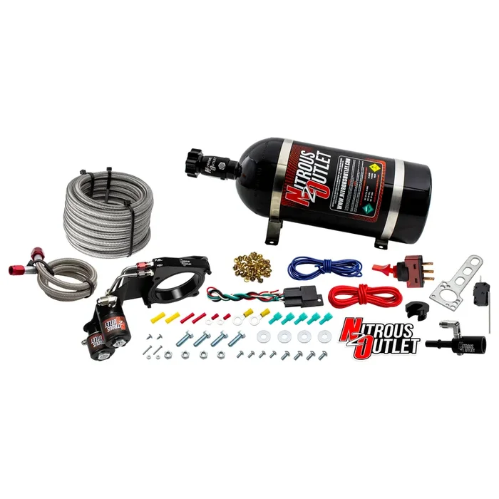 Nitrous Outlet Ford 2018-2023 Mustang GT Hard-line Plate System – Gas/E85 (5-55psi)(50-200HP)(10lb Bottle)