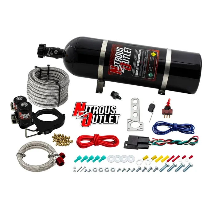Nitrous Outlet GM 2003-2013 FAST 102mm Truck Intake Hard-line Plate System – Gas/E85 (5-55psi)(Stock Fuel Rails)(50-200HP)(15lb Bottle)