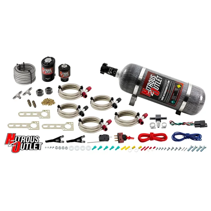 Nitrous Outlet Import EFI Dual Nozzle System – Gas/E85 (5-55psi)(70-200HP)(12lb Bottle)