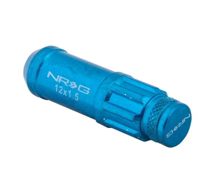 NRG 700 Series M12 X 1.5 Steel Lug Nut w/Dust Cap Cover Set 21 Pc w/Locks & Lock Socket – Blue