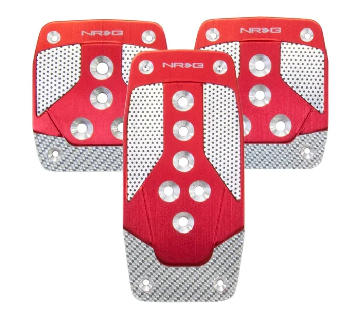 NRG Aluminum Sport Pedal M/T – Red w/Silver Carbon