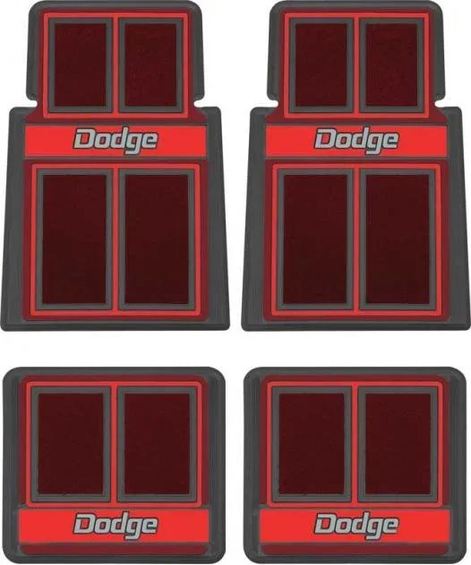 OER 1960-1976 Dodge, Molded Carpet Floor Mat Set, Red , 4 Piece Set MD690902