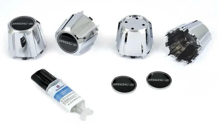 OER 1982-92 Camaro Z28 N90 Wheel Chrome Center Cap With Black/Silver IROC-Z Logo – Set of 4