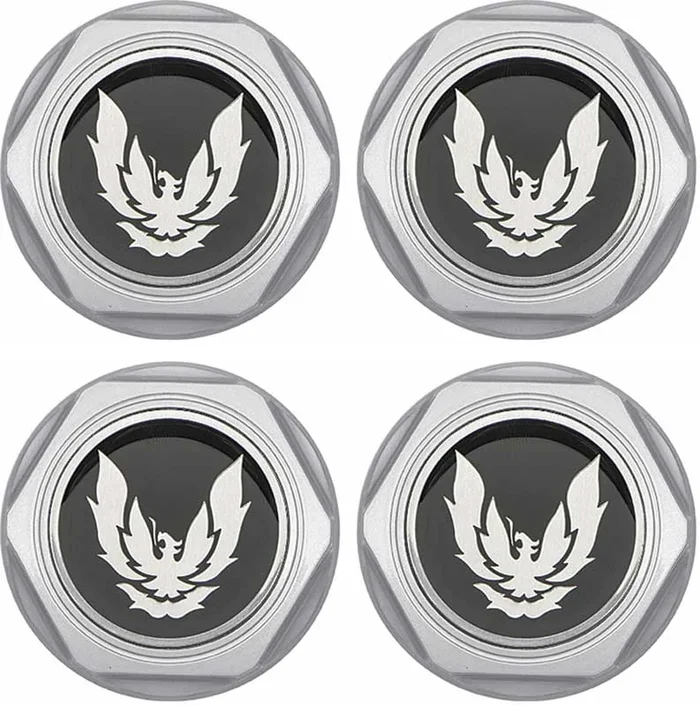 OER 1982-92 Firebird – Wheel Center Cap Set – Silver with Late Silver Bird Emblem & Metal Clips (4 pc)