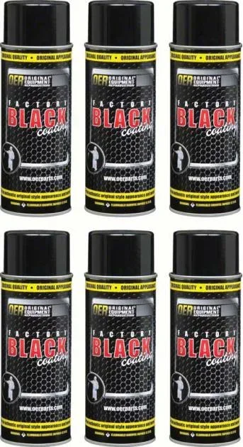 OER “Factory Black” High Gloss Black Engine Paint Case of 6 – 16 Oz Aerosol Cans *K89594