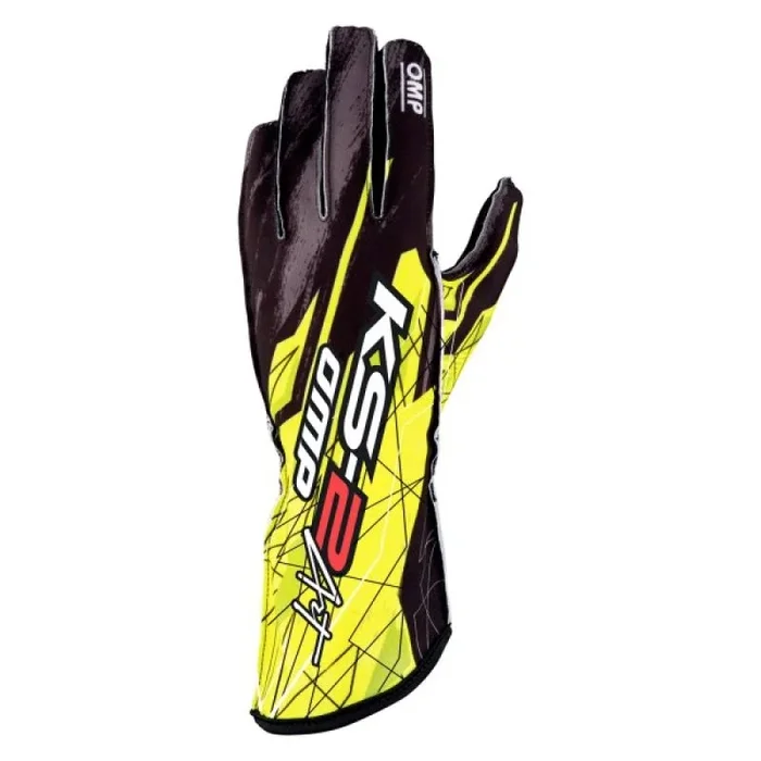 OMP KS-2 Art Gloves Black/Yellow – Size XS