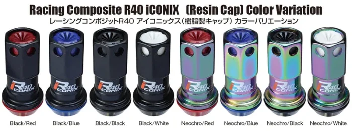 Project Kics 16+4 Locks Neocro R40 Iconix W/ Plastic Cap (Black) – 12X1.50