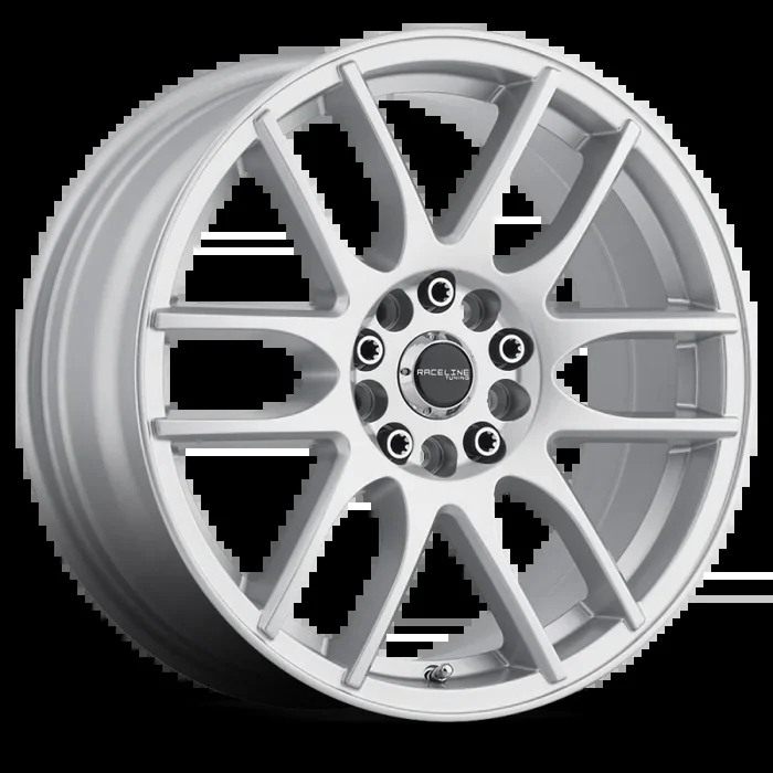 Raceline 141S Mystique 17×7.5in / 5×110/5×115 BP / 40mm Offset / 72.62mm Bore – Gloss Silver Wheel