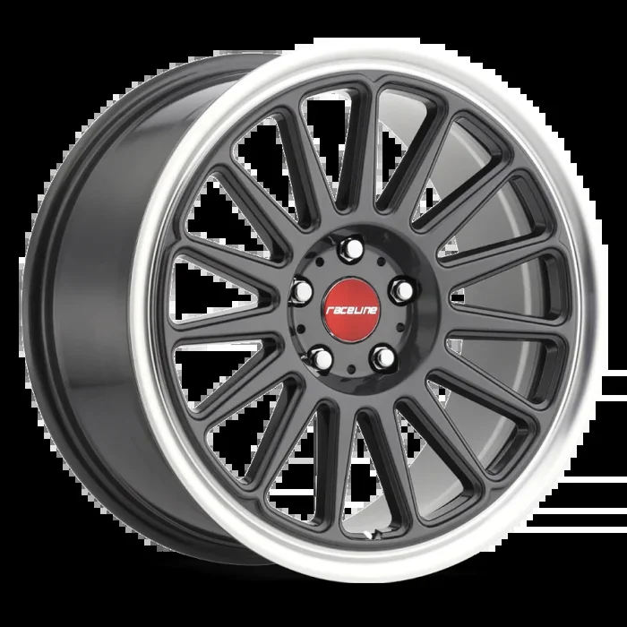 Raceline 315G Grip 17x8in / 5×114.3 BP / 40mm Offset / 72.6mm Bore – Gunmetal & Machined Wheel