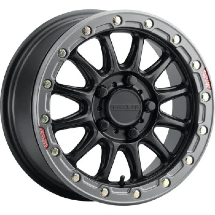 Raceline A14BG Alpha 15x10in/4×156 BP/10mm Offset/132.5mm Bore- Blk & Gunmetal Ring Beadlock Wheel25.8 lb