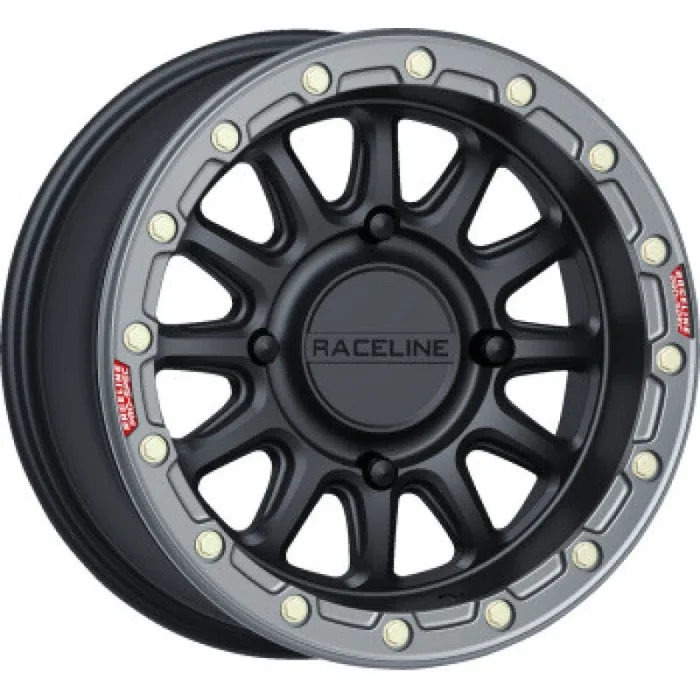 Raceline A14BG Alpha 15x7in/4×156 BP/10mm Offset/132.5mm Bore – Black & Gunmetal Ring Beadlock Wheel
