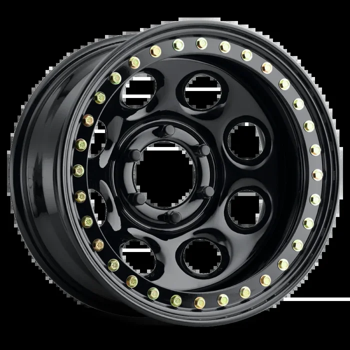 Raceline RT81 Rock 8 17x8in / 8×165.1 BP / -25mm Offset / 130.81mm Bore – Gloss Black Beadlock Wheel