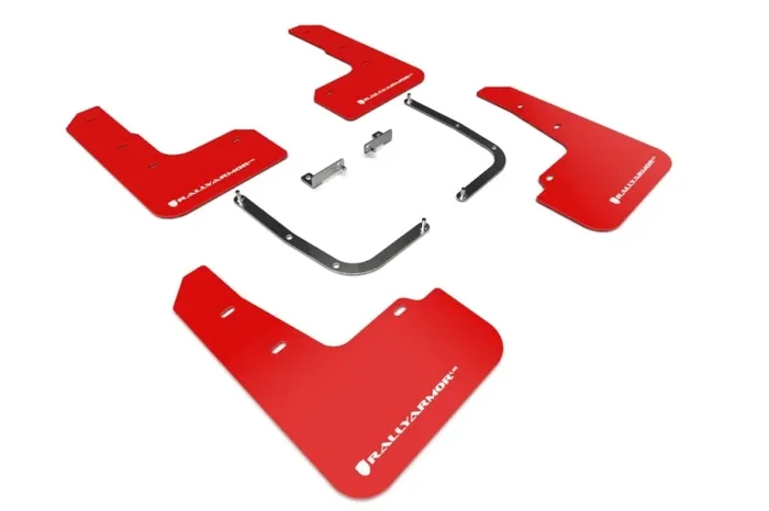 Rally Armor 19-21 Hyundai Veloster Turbo/2.0/R-Spec Red UR Mud Flap w/White Logo2.9 lb