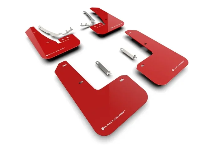 Rally Armor 22-25 VW MK8 Golf GTI/R Red UR Mud Flap w/White Logo2.7 lb