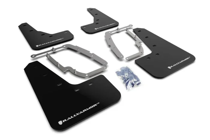 Rally Armor Black UR Mud Flap White Logo for 17-23 Tesla Model 3 MF62-UR-BLK/WH