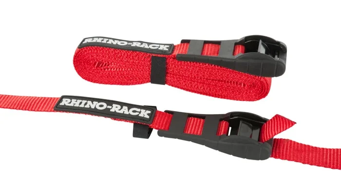 Rhino-Rack Rapid Tie Down Straps w/Buckle Protector – 4.5m/15ft – Pair – Red
