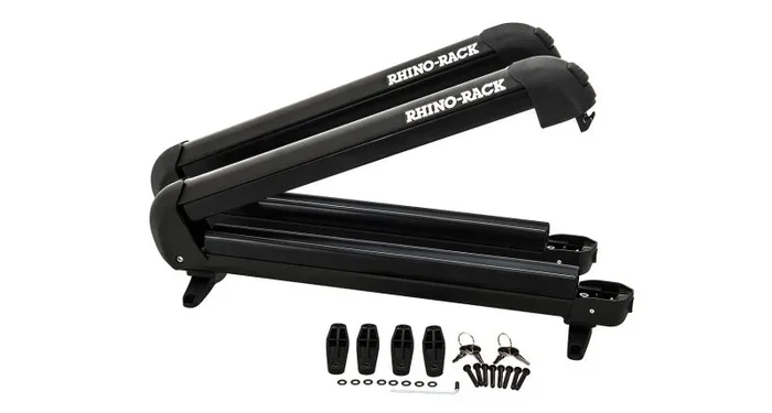 Rhino-Rack Universal Ski/Snowboard Carrier – Fits 4 Pairs of Skis or 2 Snowboards – Black
