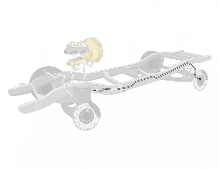 Right Stuff 1962-64 Dodge Polara, Pre-Bent Stainless Steel Front To Rear Brake Line RIN6201S