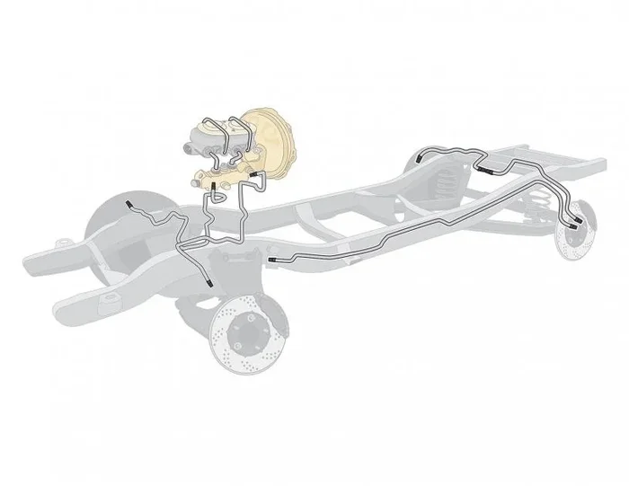 Right Stuff 65 Mopar A-Body, Pre-Bent “No Brainer” OE Steel Manual Brake Conversion Line Kit AM66U4