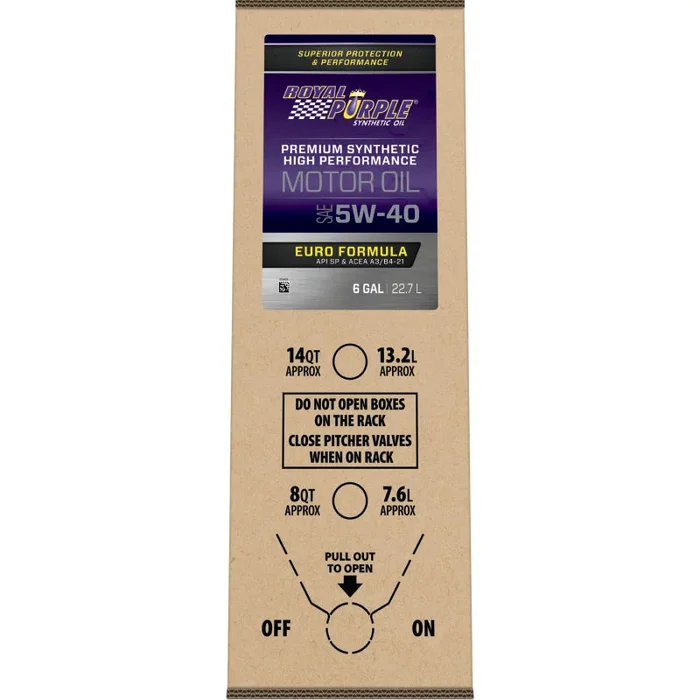 Royal Purple Premium Synthetic High Performance Euro Formula 5W-40 Motor Oil – 6 Gallon Bag-In-Box