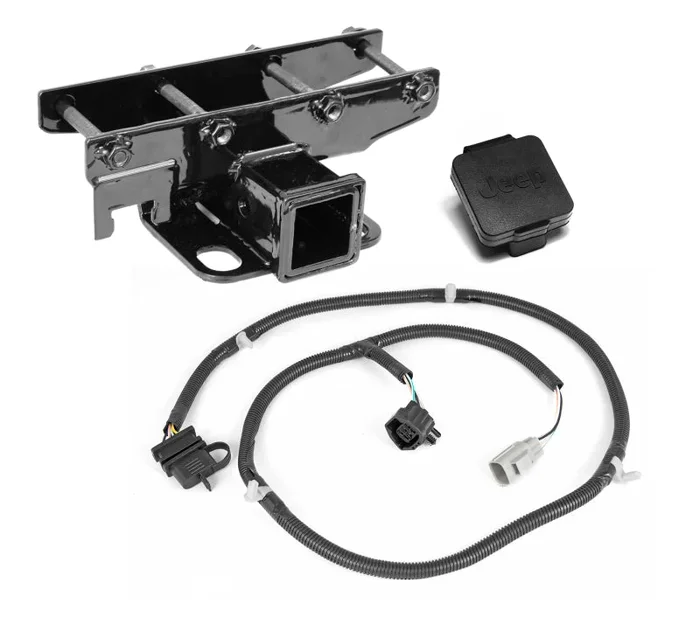 Rugged Ridge Receiver Hitch Kit Jeep Logo 07-18 Jeep Wrangler15.2 lb