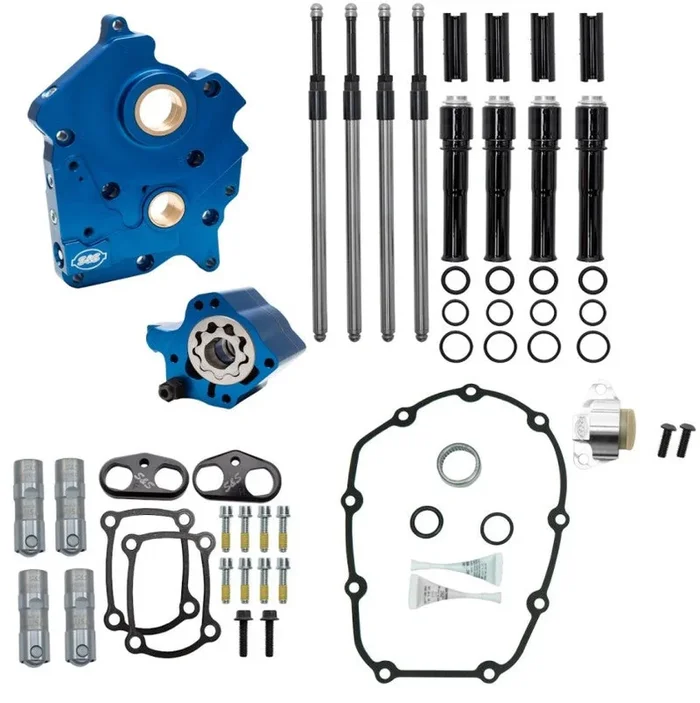 S&S Cycle 2017+ M8 Oil Cooled Models Cam Chest Kit w/o Cam – Black Pushrod Tubes & Chain Tensioner