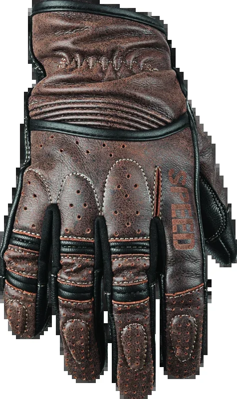 Speed and Strength Rust and Redemption Leather Gloves Brown – Medium