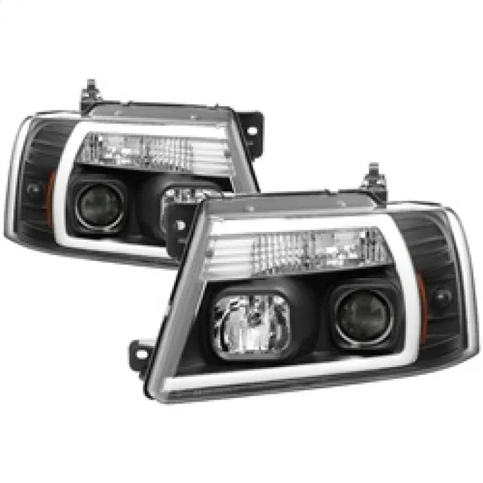 Spyder 04-08 Ford F-150 Projector Headlights – Light Bar DRL – Black PRO-YD-FF15004V2-LB-BK