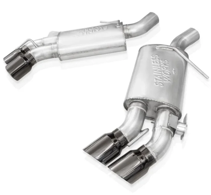 Stainless Works 16-21 Camaro SS 3in Redline Factory Connect Axle Back w/Valve – 4in Quad Black Tips51.4 lb