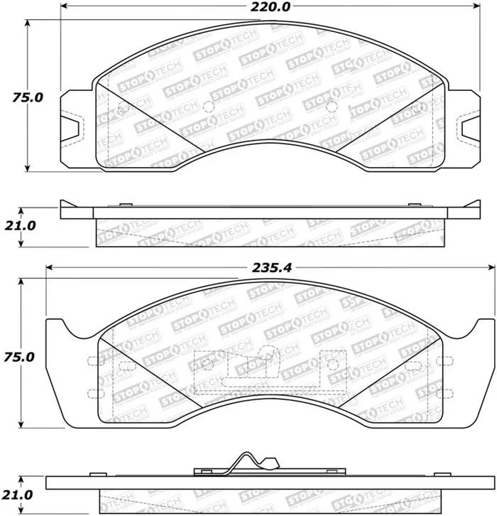 StopTech Sport Brake Pads w/Shims – Front