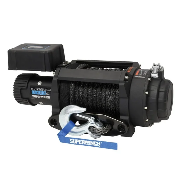 Superwinch 18000 LBS 12V DC 33/64in x 79 ft Synthetic Rope Tiger Shark 18000SR W