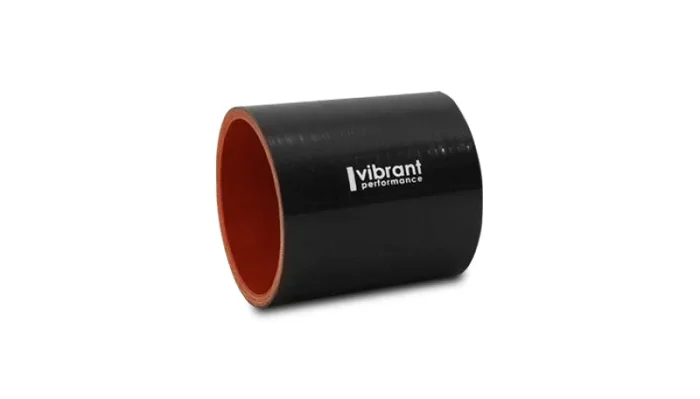 Vibrant 2-1/8in I.D. x 3in Long Gloss Black 4 Ply Aramid Reinforced Silicone Hose Coupling
