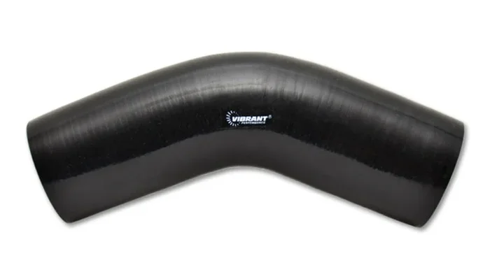 Vibrant 4 Ply Reinforced Silicone Elbow Connector – 2.5in I.D. – 45 deg. Elbow (BLACK)
