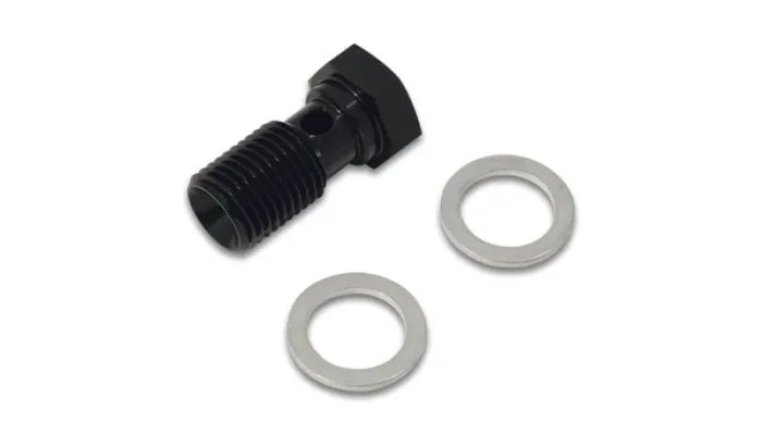 Vibrant Aluminum Banjo Bolt w/2 Washers Male 16mm x 1.5 Bolt, 24mm long bolt – Anodized Black
