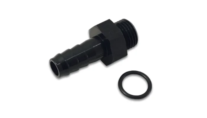 Vibrant Aluminum Male -6AN ORB to 3/8in Barb w/O-Ring – Anodized Black