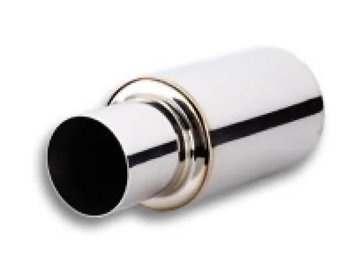Vibrant TPV Turbo Round Muffler (17in Long) with 4in Round Tip Straight Cut – 3in inlet I.D.