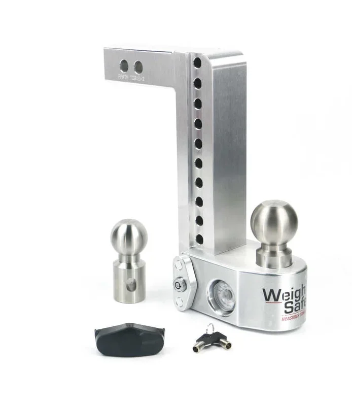Weigh Safe 10in Drop Hitch w/Built-in Scale & 2in Shank (10K/12.5K GTWR) – Aluminum20.0 lb