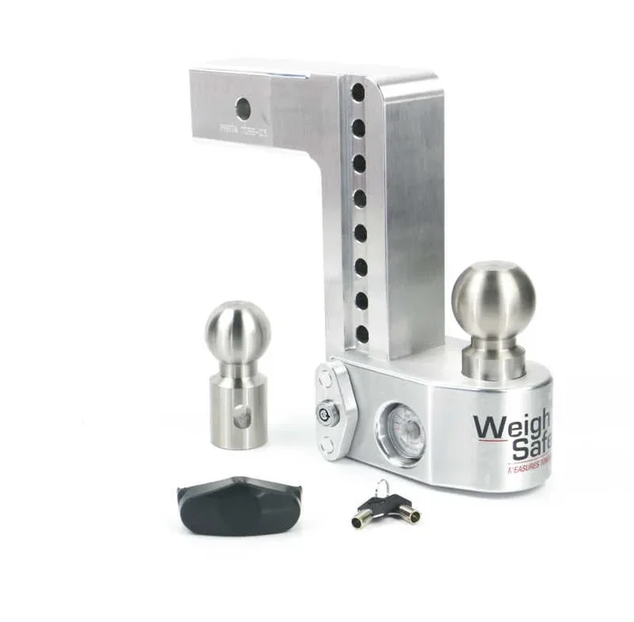 Weigh Safe 8in Drop Hitch w/Built-in Scale & 2.5in Shank (10K/18.5K GTWR) – Aluminum