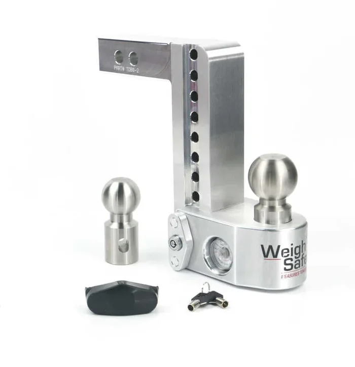 Weigh Safe 8in Drop Hitch w/Built-in Scale & 2in Shank (10K/12.5K GTWR) – Aluminum