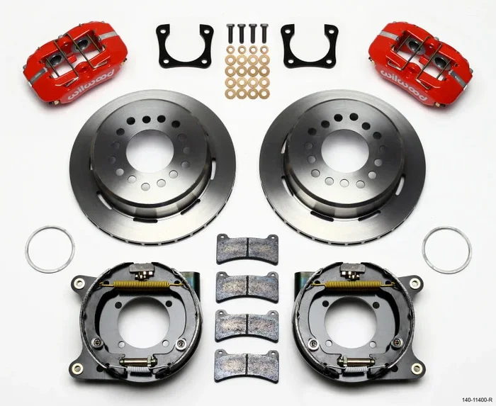 Wilwood Dynapro Low-Profile 11.00in P-Brake Kit – Red Chevy 12 Bolt Spcl 2.81in Off Stag Mount