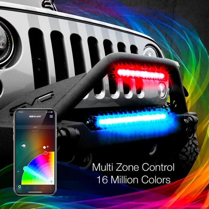 XK Glow RGBW Light Bar High Power Offroad Work/Hunting Light w/ Bluetooth Controller 14In