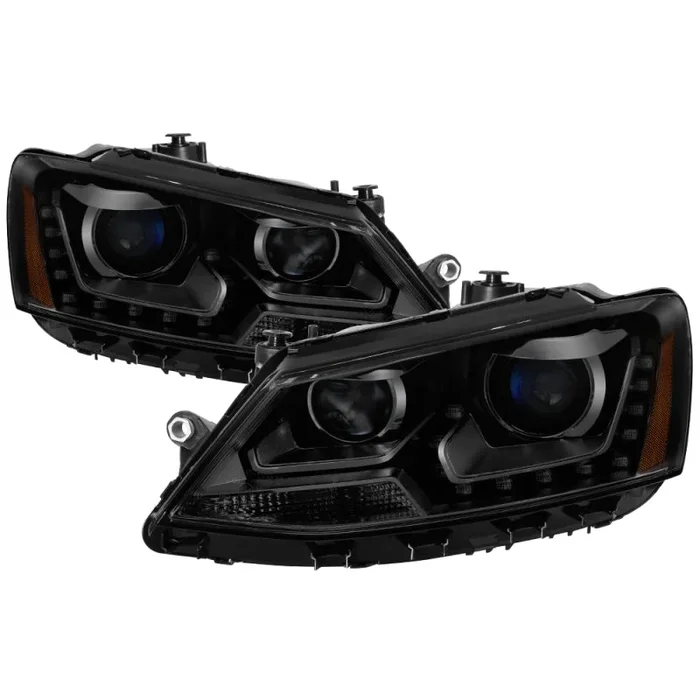 xTune Volkswagen Jetta 11-14 DRL Projector Headlights – Black Smoked PRO-JH-VJ11-DRL-BSM